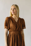 The Glassner Embroidered Chiffon Dress in Brown