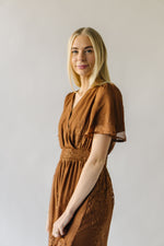 The Glassner Embroidered Chiffon Dress in Brown