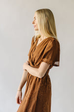 The Glassner Embroidered Chiffon Dress in Brown