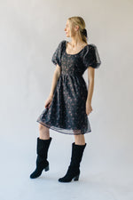 The Alta Puff Sleeve Floral Dress in Black Floral