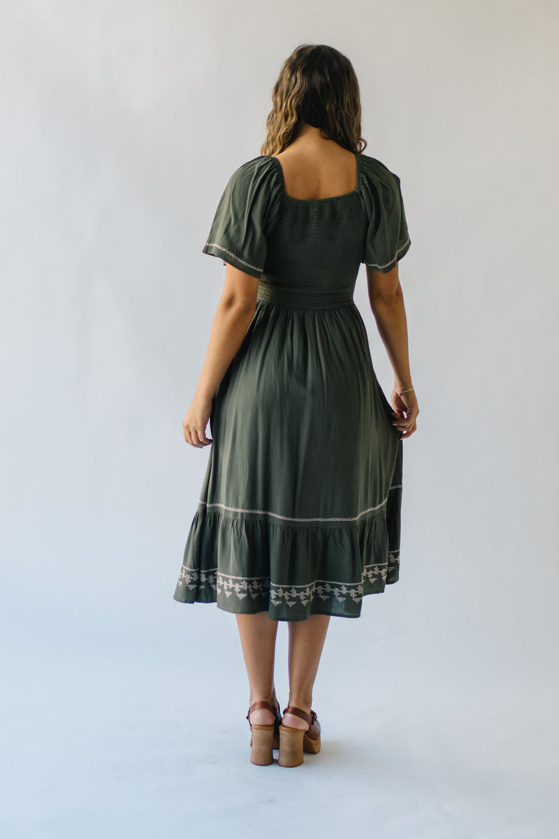 The Opperman Embroidered Maxi Dress in Pale Olive