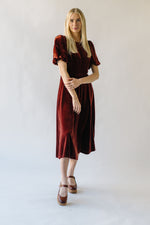 The Tavita Velvet Midi Dress in Rust