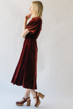 The Tavita Velvet Midi Dress in Rust