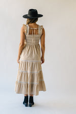 The Arlie Tiered Midi Dress in Khaki