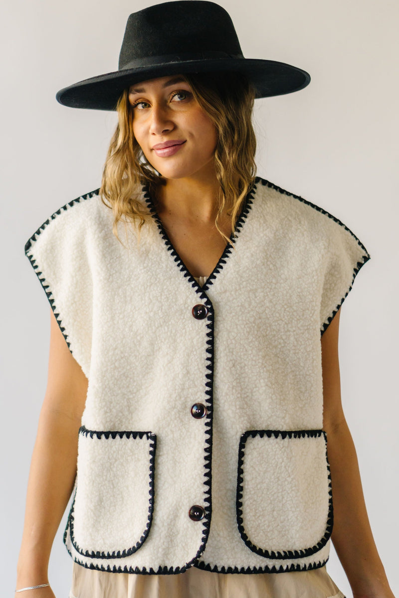 The Keeley Sherpa Stitch Detail Vest in Ivory