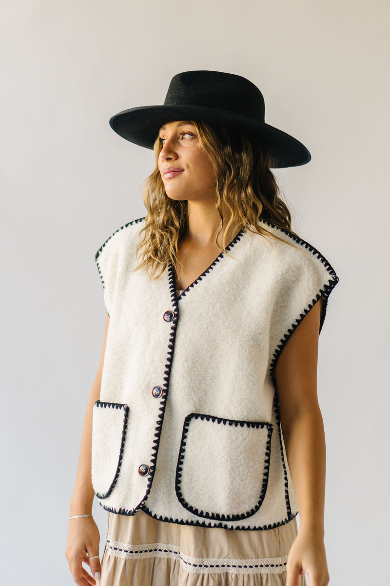 The Keeley Sherpa Stitch Detail Vest in Ivory