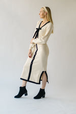 The Klassen Bow Detail Maxi Sweater Dress in Cream