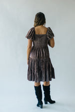 The Wickline Smocked Detail Dress in Taupe Velvet