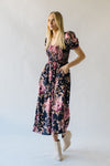 The Pamrick Smocked Floral Midi Dress in Black