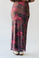 The Hortin Patterned Maxi Skirt in Brown Multi