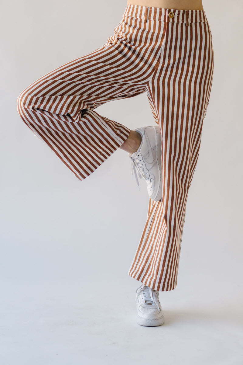 The Moria Striped Wide Leg Pant in Bronze + Ivory