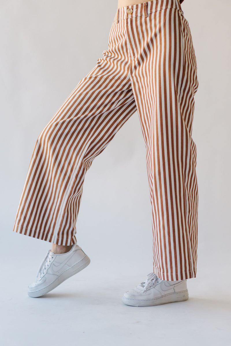 The Moria Striped Wide Leg Pant in Bronze + Ivory