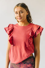 The Johansen Ruffle Sleeve Blouse in Rust