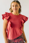 The Johansen Ruffle Sleeve Blouse in Rust