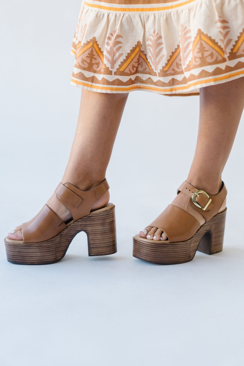 Seychelles: Mosh Pit Stacked Platform Heel in Tan