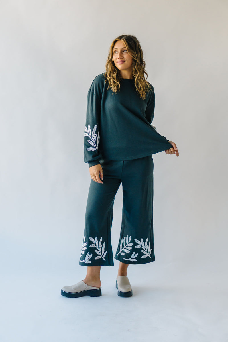 The Nandy Embroidered Detail Pant in Charcoal