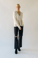 The Garwick V-Neck Stitch Detail Sweater in Ivory