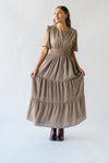 The Elodie Tiered Midi Dress in Tan