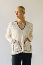 The Garwick V-Neck Stitch Detail Sweater in Ivory