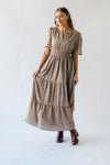 The Elodie Tiered Midi Dress in Tan