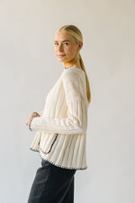 The Garwick V-Neck Stitch Detail Sweater in Ivory