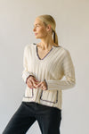 The Garwick V-Neck Stitch Detail Sweater in Ivory