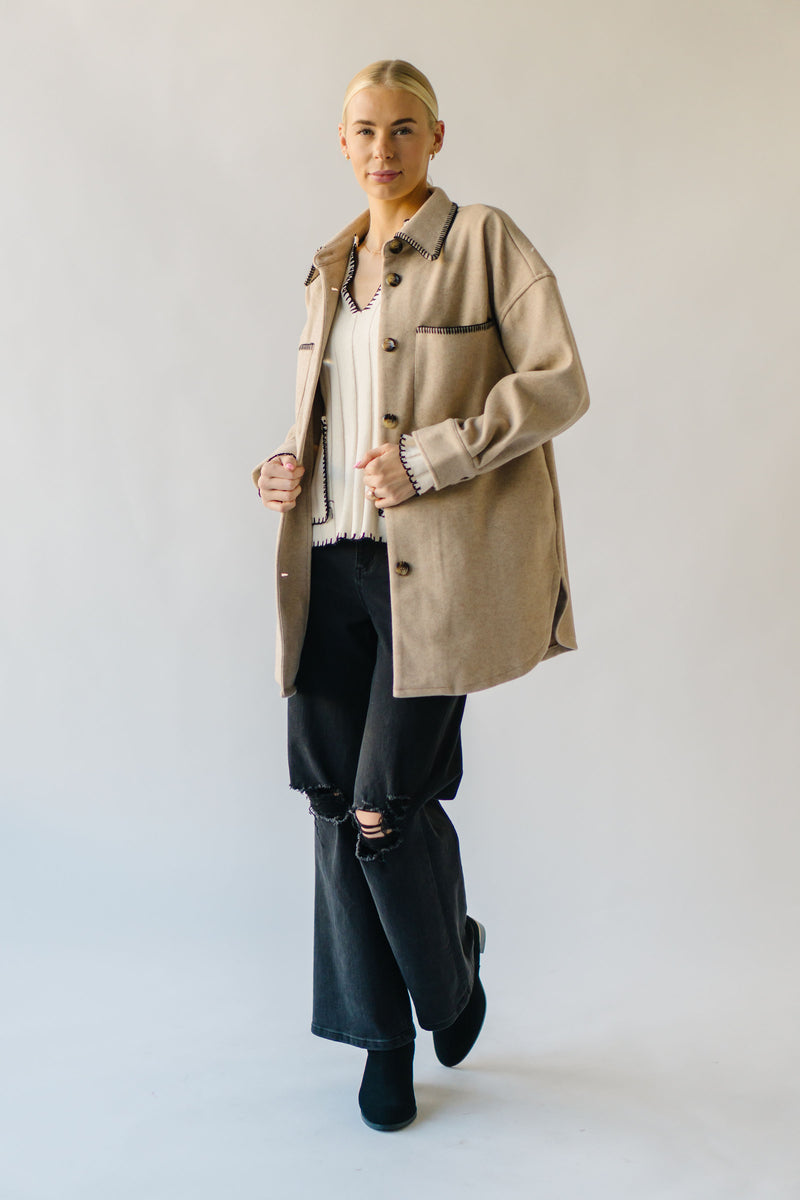 The Greenberg Oversized Button-Up Jacket in Taupe