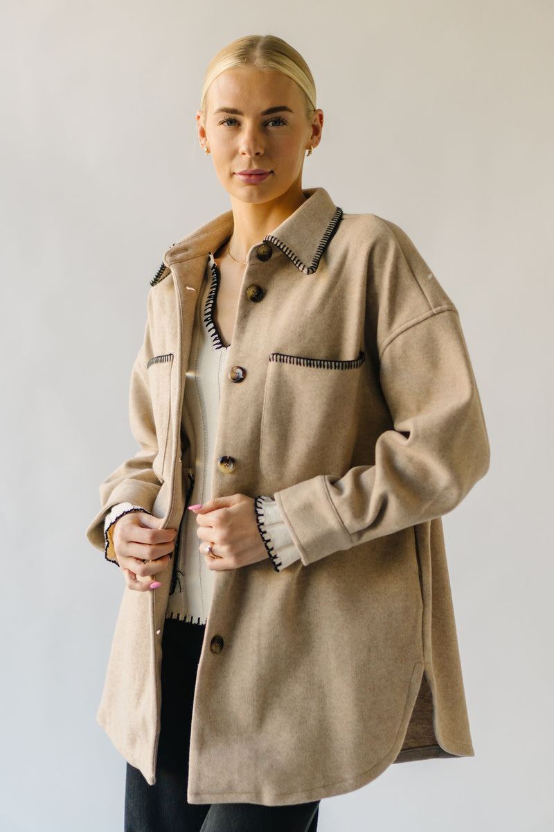 The Greenberg Oversized Button-Up Jacket in Taupe