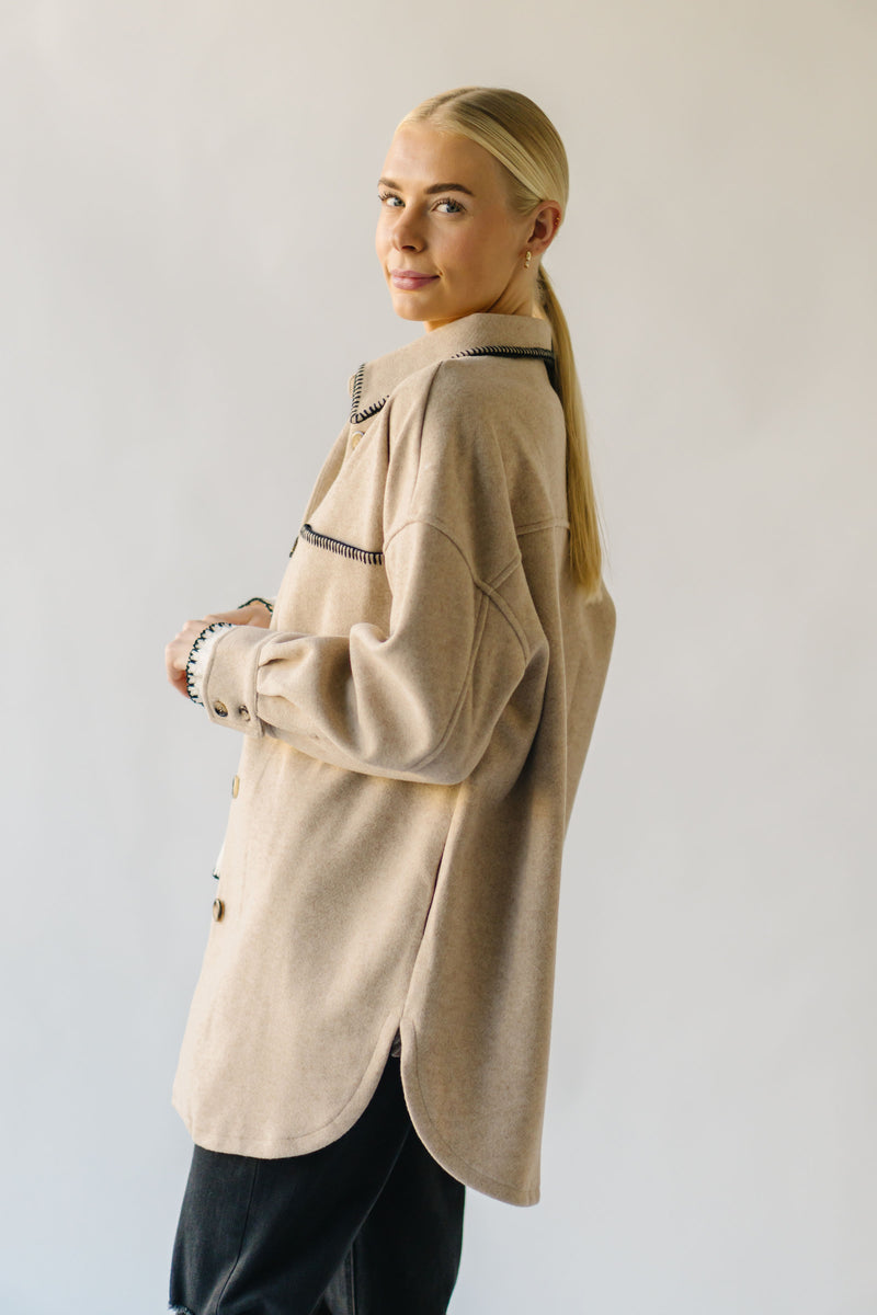 The Greenberg Oversized Button-Up Jacket in Taupe