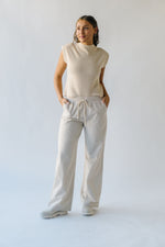 The Wadlow Textured Wide Leg Pant in Oatmeal Stripe