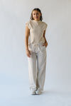 The Wadlow Textured Wide Leg Pant in Oatmeal Stripe