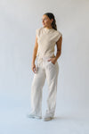 The Wadlow Textured Wide Leg Pant in Oatmeal Stripe