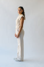 The Wadlow Textured Wide Leg Pant in Oatmeal Stripe