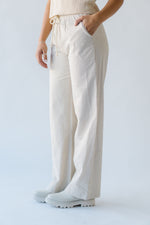 The Wadlow Textured Wide Leg Pant in Oatmeal Stripe