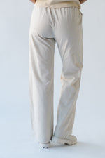 The Wadlow Textured Wide Leg Pant in Oatmeal Stripe