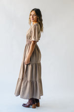 The Elodie Tiered Midi Dress in Tan