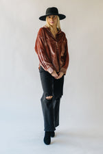 Free People: We The Free Luxy Solid Velvet Shirt in Cedar Wood