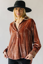 Free People: We The Free Luxy Solid Velvet Shirt in Cedar Wood