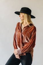 Free People: We The Free Luxy Solid Velvet Shirt in Cedar Wood