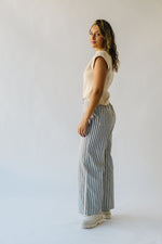 The Moria Striped Wide Leg Pant in Charcoal + Natural