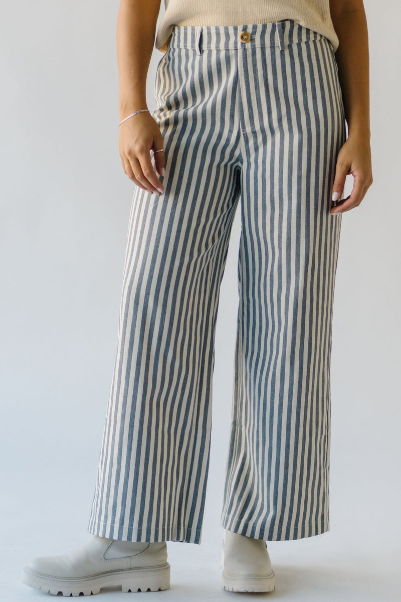 The Moria Striped Wide Leg Pant in Charcoal + Natural