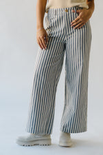 The Moria Striped Wide Leg Pant in Charcoal + Natural