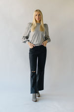 The Hendrickson Pleated Puff Sleeve Sweater in Grey