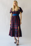 The Rustand Plaid Midi Dress in Red Multi