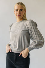 The Hendrickson Pleated Puff Sleeve Sweater in Grey