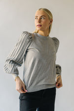 The Hendrickson Pleated Puff Sleeve Sweater in Grey