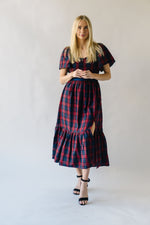 The Rustand Plaid Midi Dress in Red Multi