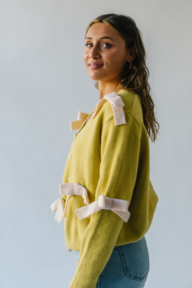 The Penland 3-D Bow Sweater in Lime