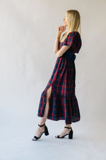 The Rustand Plaid Midi Dress in Red Multi