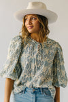 The Harward Floral Puff Sleeve Blouse in Sapphire Blue